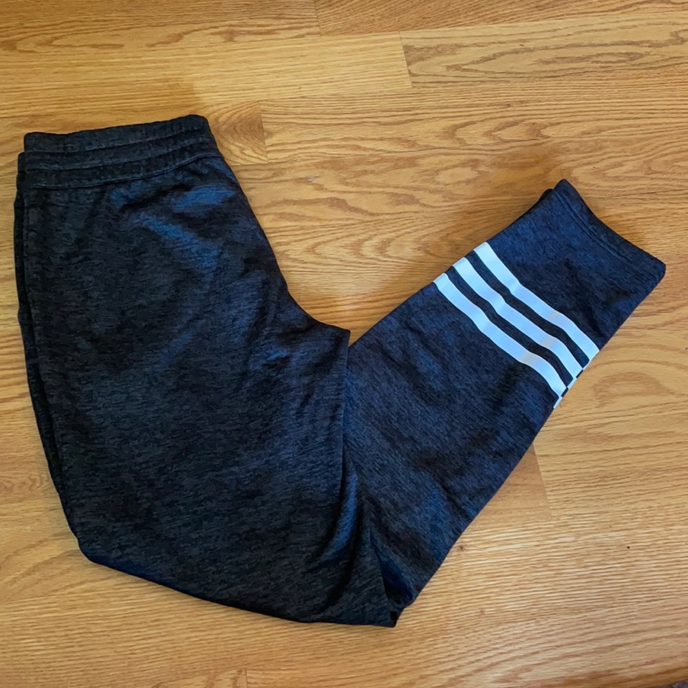 Adidas Three Stripe Climawarm Logo Athletic Track Pants Black